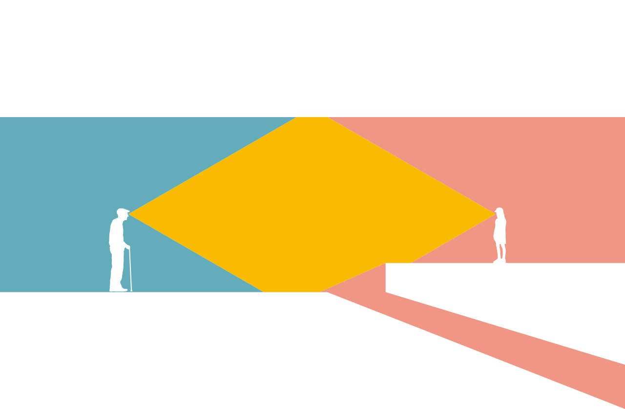 A diagram of the views between the shuffleboard court and daycare