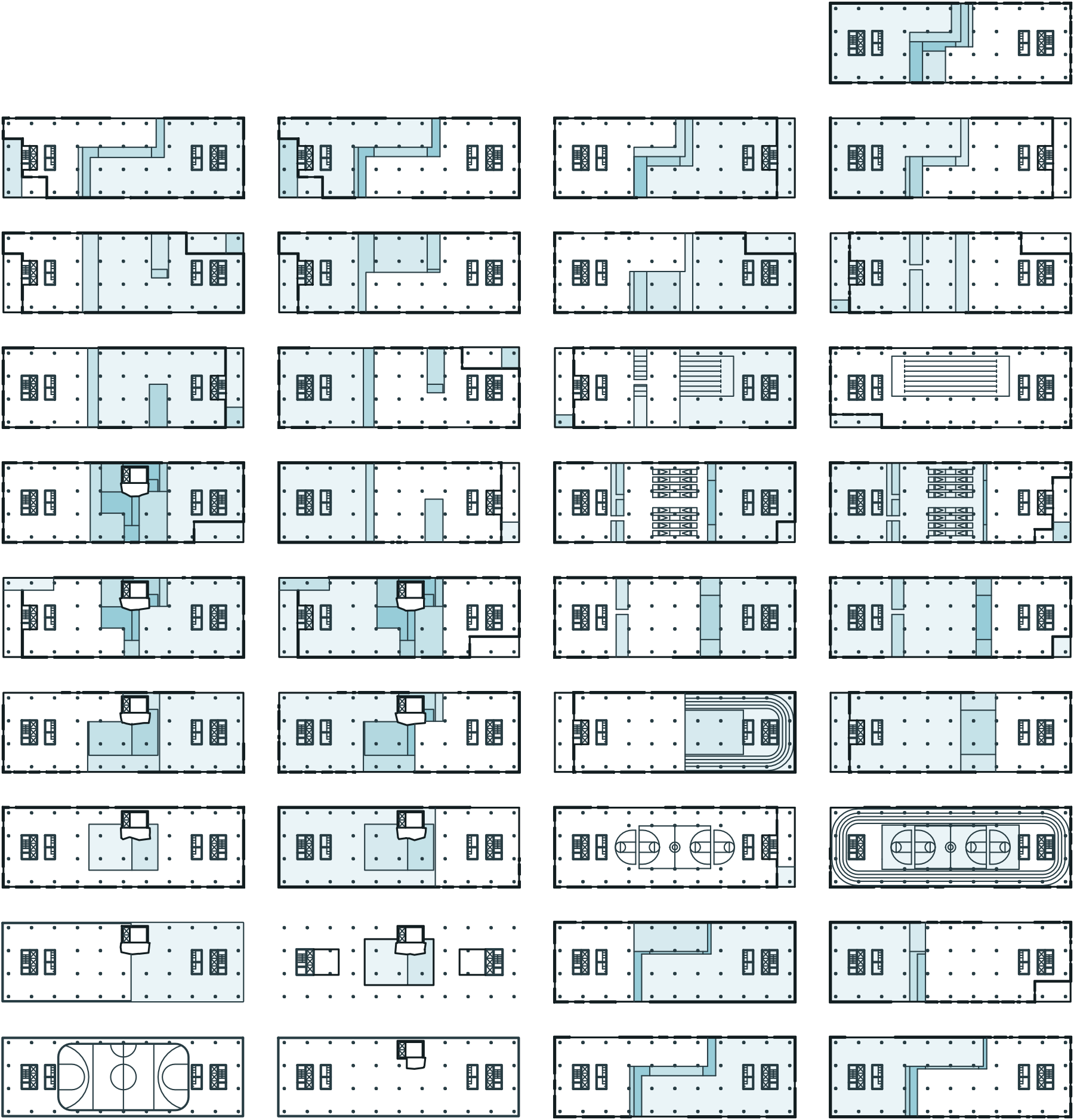 37 floor plans of the tower